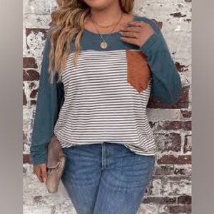 MAUVE & STRIPED LONG SLEEVE TEE